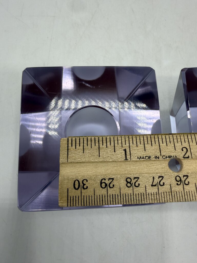 VTG Clear Crystal Obelisk Candlestick Holders MCM Art Deco Shape /ro