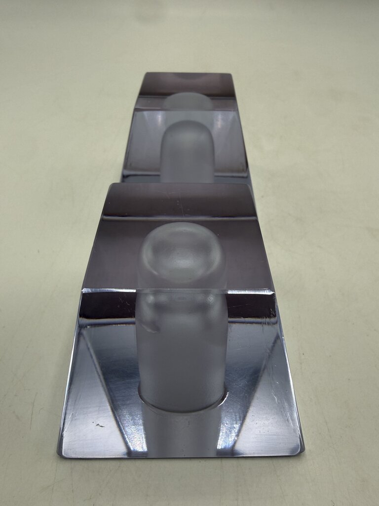 VTG Clear Crystal Obelisk Candlestick Holders MCM Art Deco Shape /ro