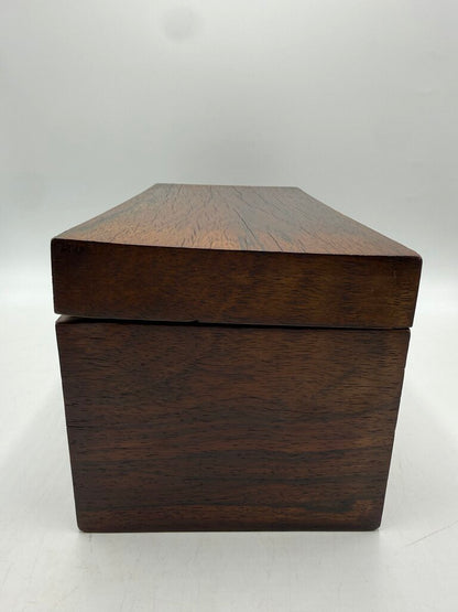Antique Wood Tea Caddy Box 3 Section w/Glass Mixing Bowl /ro
