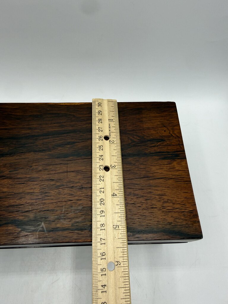 Antique Wood Tea Caddy Box 3 Section w/Glass Mixing Bowl /ro