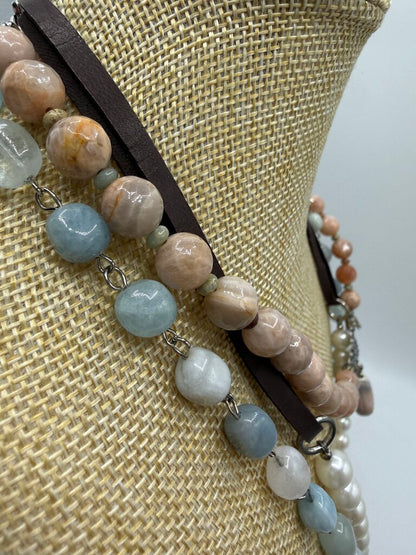 Bel Monili Vintage Reborn Set of 3 Fashion Necklaces 1 Dangle Earring /ro