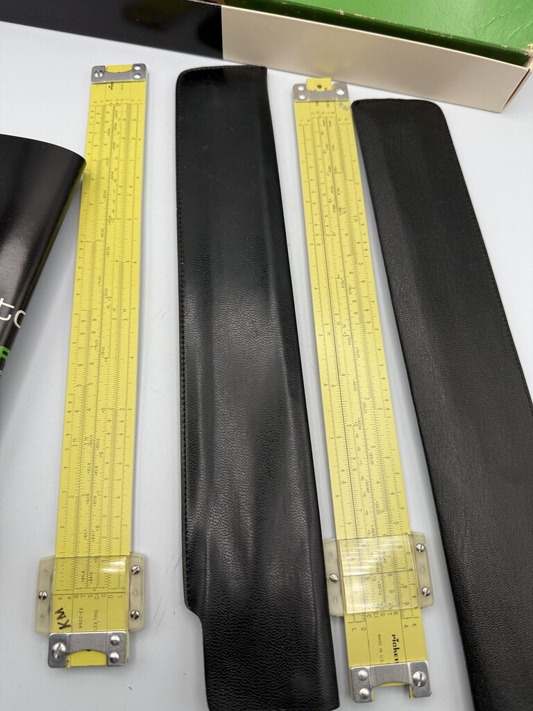 Set of 2 Pickett All Metal Slide Rule 902-ES Simplex Trig in box /ro