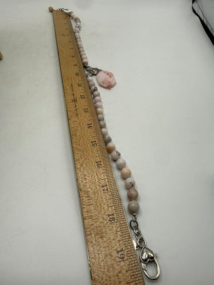 Bel Monili Vintage Reborn Pink Opal Rose Necklace Pierced Earrings /ro