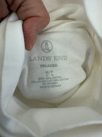 New- Lands End Women White Cotton SeamlessTurtle Neck Size M /rb