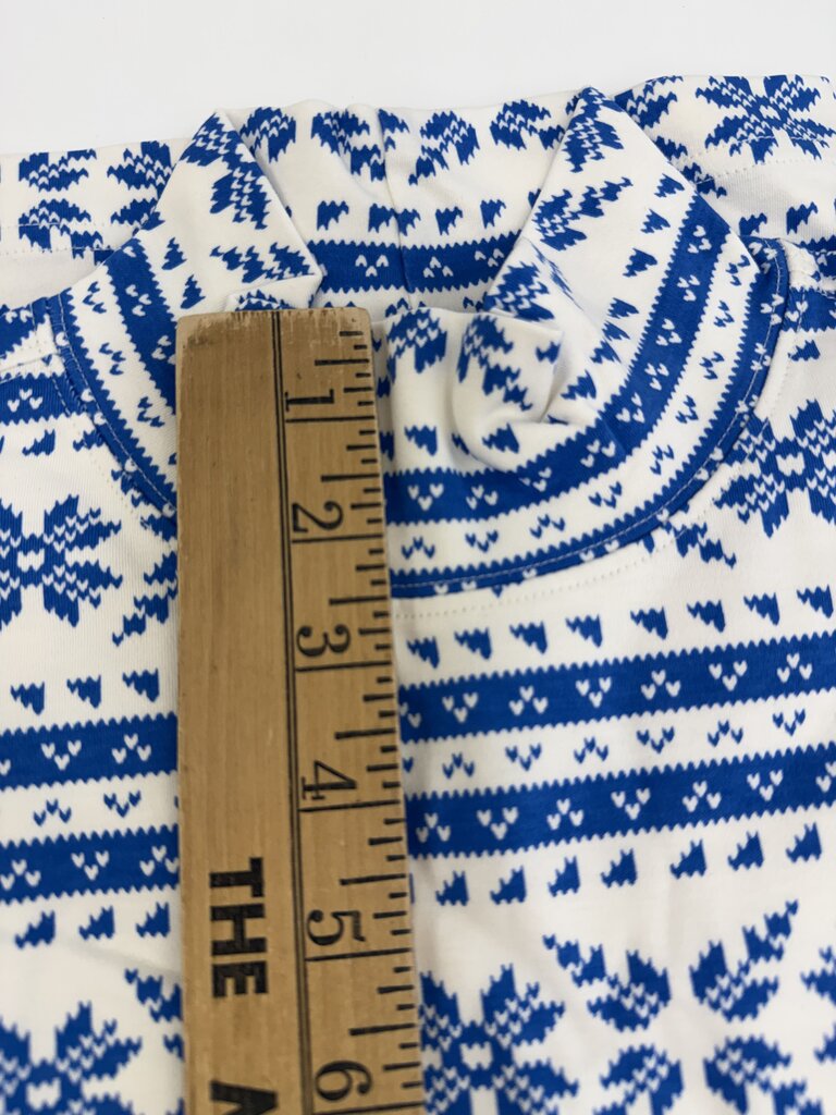 New-Lands End Women Relax Mock Neck Print Blue Size Medium /rb