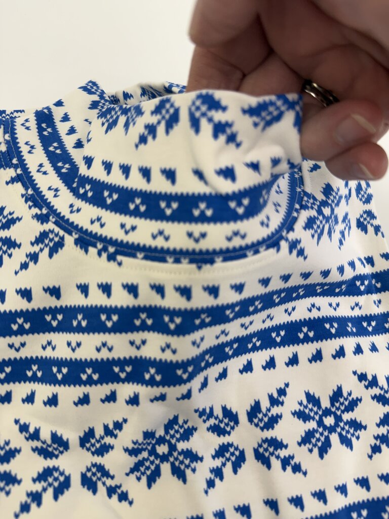 New-Lands End Women Relax Mock Neck Print Blue Size Medium /rb