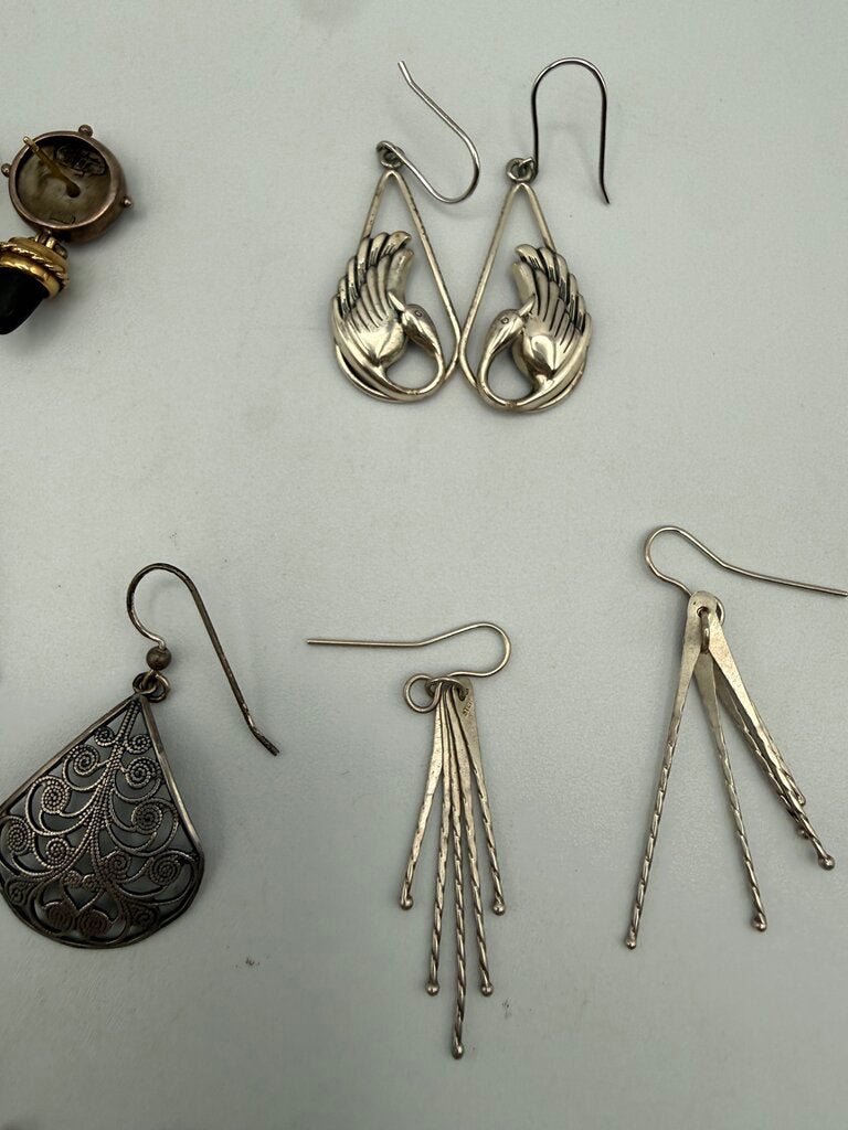 Estate lot of 8 pairs of Silver Pierced Earrings /ro
