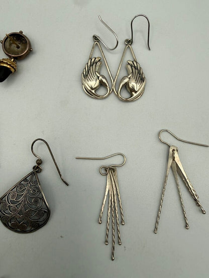 Estate lot of 8 pairs of Silver Pierced Earrings /ro