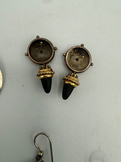 Estate lot of 8 pairs of Silver Pierced Earrings /ro