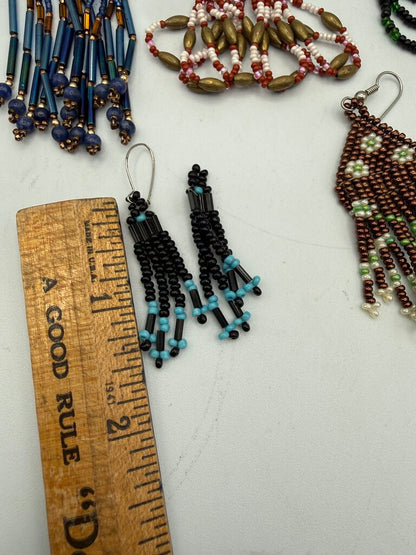 Native American Style Beaded Pierced Wire Earrings 8 pairs /ro