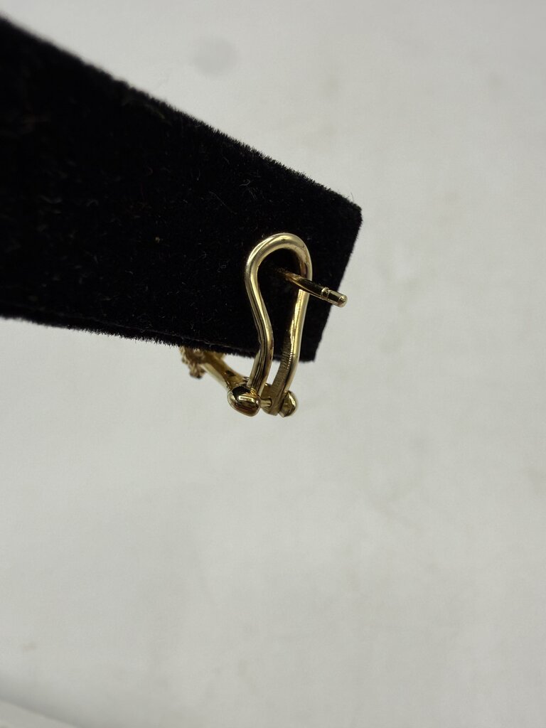 Judith Ripka Earrings Gold over Sterling CZ Asscher Cut Omega Backs /ro