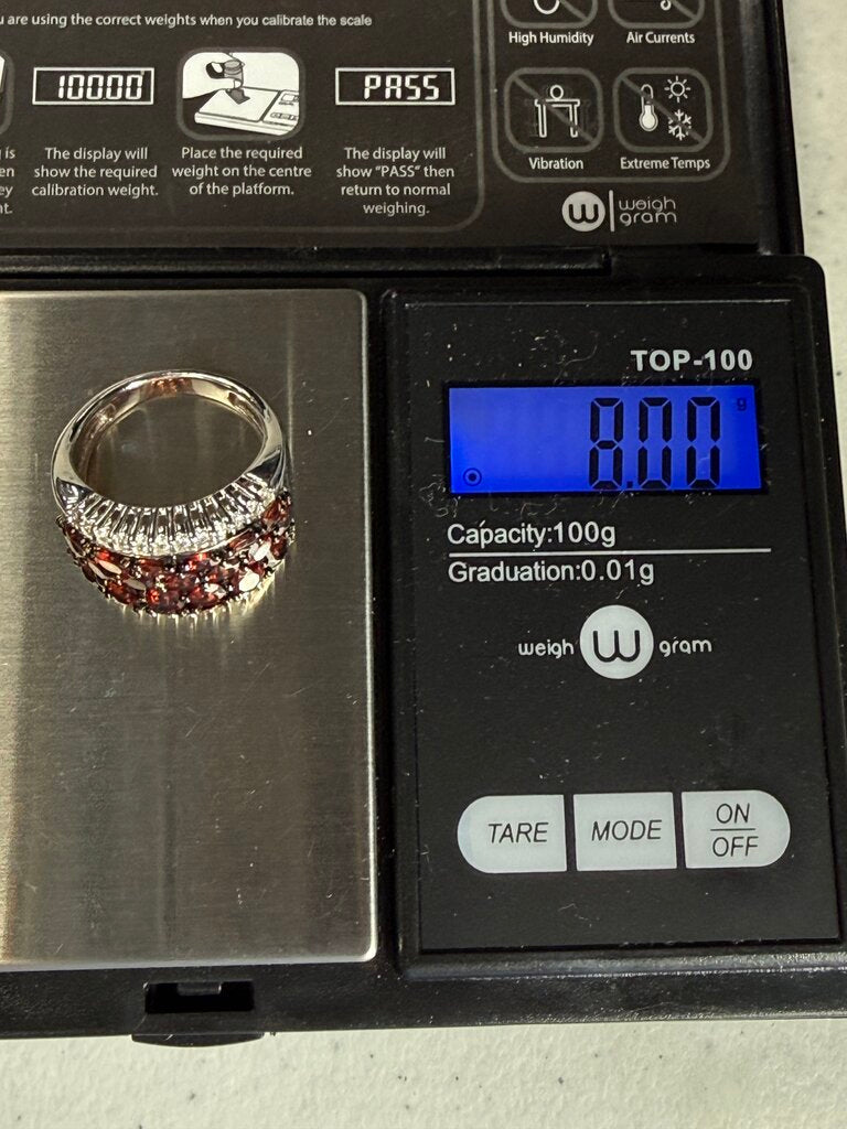 Red Garnet Rhodium Over Sterling Silver Ring 4 CTW size 7 /ro