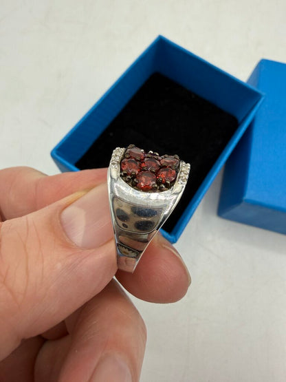 Red Garnet Rhodium Over Sterling Silver Ring 4 CTW size 7 /ro