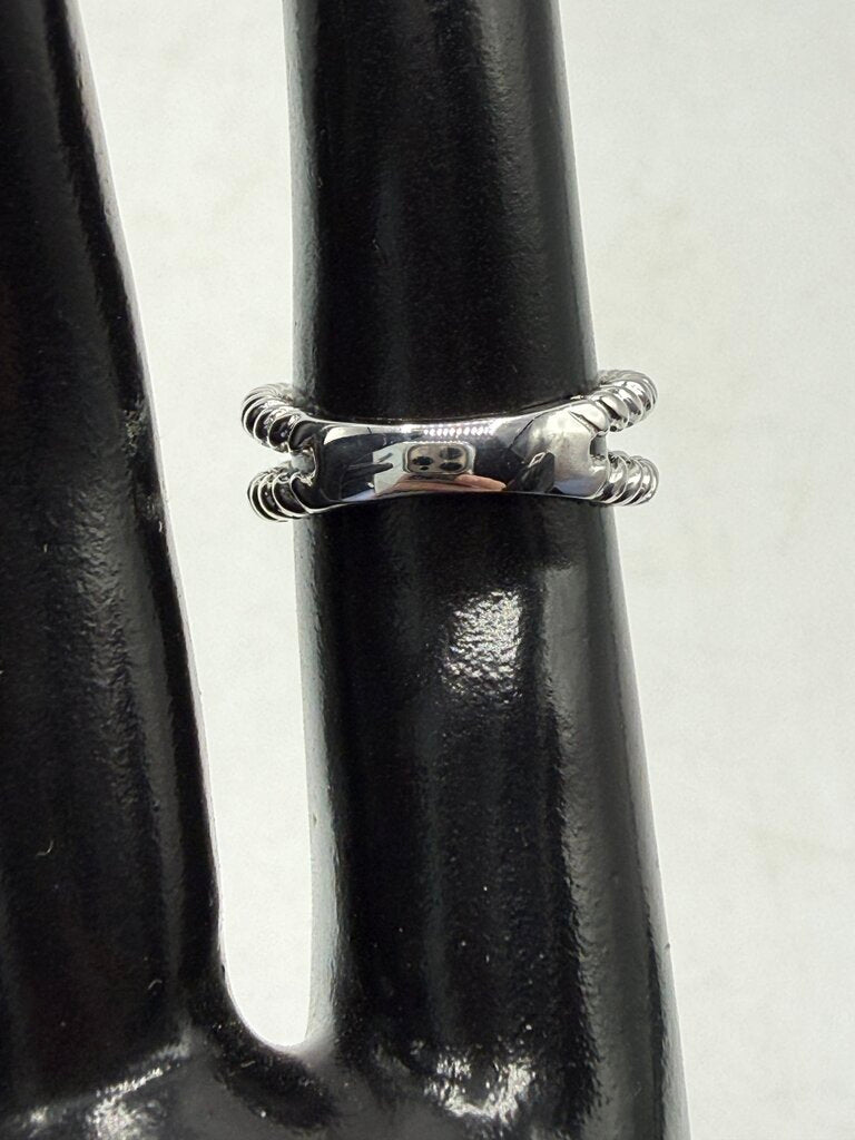 Blue Topaz Solitaire in Sterling Silver setting size 6 /ro