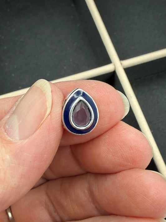 Pandora Reflexions Droplet Blue Enamel Crystal Pear Shape Clip /ro