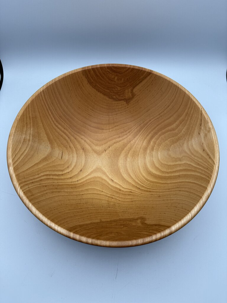 2002 Hand Turned Wood Birch Bowl Signed 11” dia. /ro