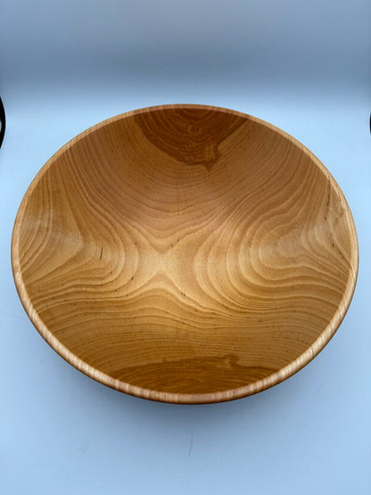 2002 Hand Turned Wood Birch Bowl Signed 11” dia. /ro
