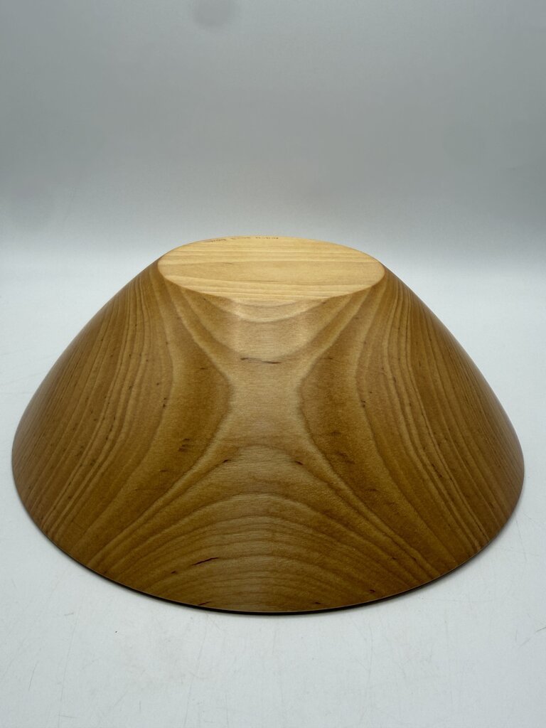 2002 Hand Turned Wood Birch Bowl Signed 11” dia. /ro
