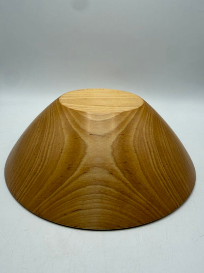 2002 Hand Turned Wood Birch Bowl Signed 11” dia. /ro