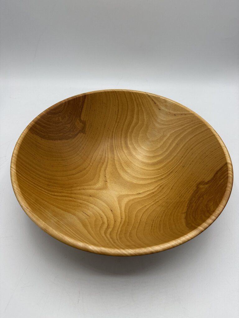 2002 Hand Turned Wood Birch Bowl Signed 11” dia. /ro