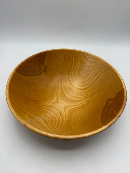 2002 Hand Turned Wood Birch Bowl Signed 11” dia. /ro