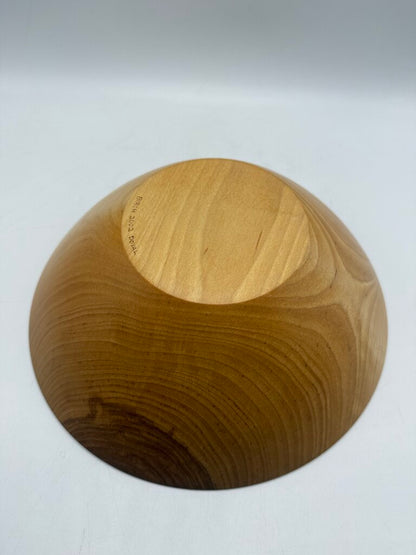 2002 Hand Turned Wood Birch Bowl Signed 11” dia. /ro