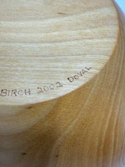 2002 Hand Turned Wood Birch Bowl Signed 11” dia. /ro
