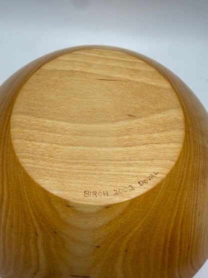 2002 Hand Turned Wood Birch Bowl Signed 11” dia. /ro