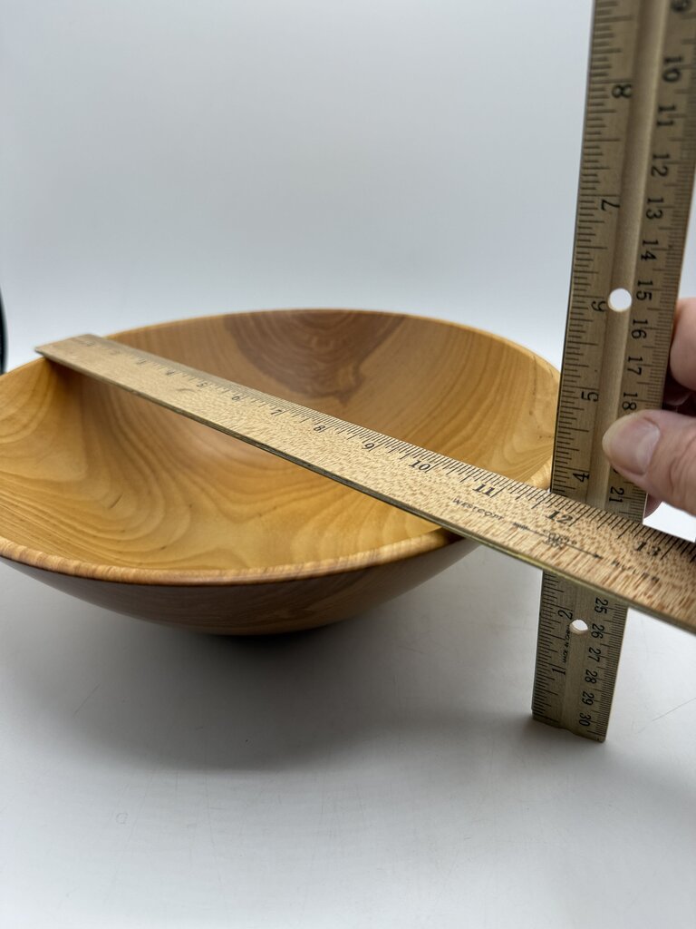 2002 Hand Turned Wood Birch Bowl Signed 11” dia. /ro