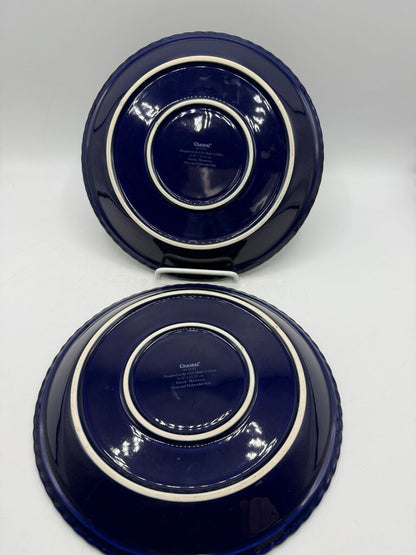 Chantal Cobalt Blue Ceramic Pie Plates Braided Edge set of 2 /rw
