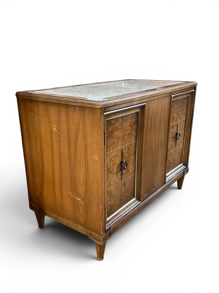 Vintage Mid-Century Modern Marble Top Storage Cabinet