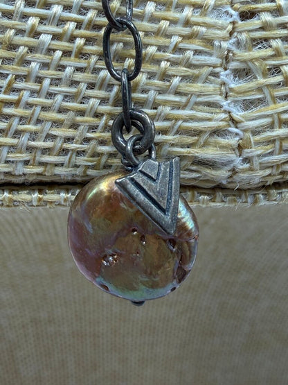 Triple Strand Freshwater Copper Coin Pearl Necklace 15” 925 Clasp /ro