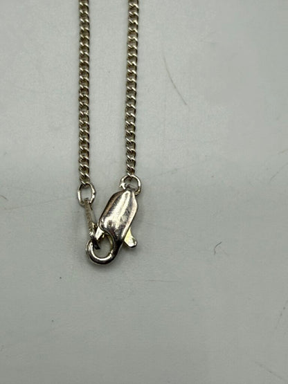 Vintage Small Scent Bottle Pendant Perfume Dauber 24” Silver Tone Chain Unmarked /ro
