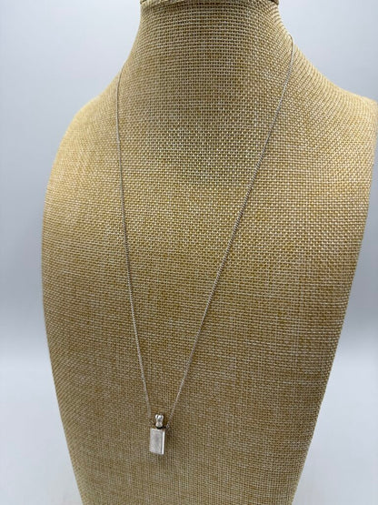 Vintage Small Scent Bottle Pendant Perfume Dauber 24” Silver Tone Chain Unmarked /ro