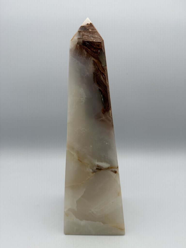 Natural White Onyx Marble Polished Octagon Obelisk Tower 10” /ro