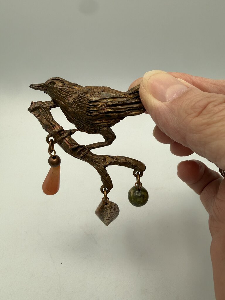 VTG Designer Kate Hines Bird on a Branch Brooch /ro