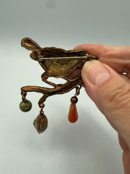VTG Designer Kate Hines Bird on a Branch Brooch /ro