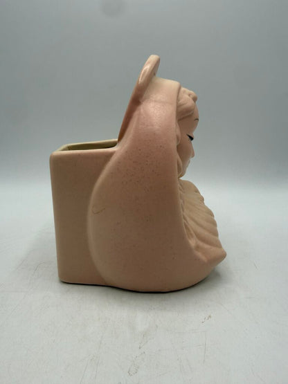 Hull Planter Madonna w/Child Pink Ceramic Virgin Mary 1940ies /rw