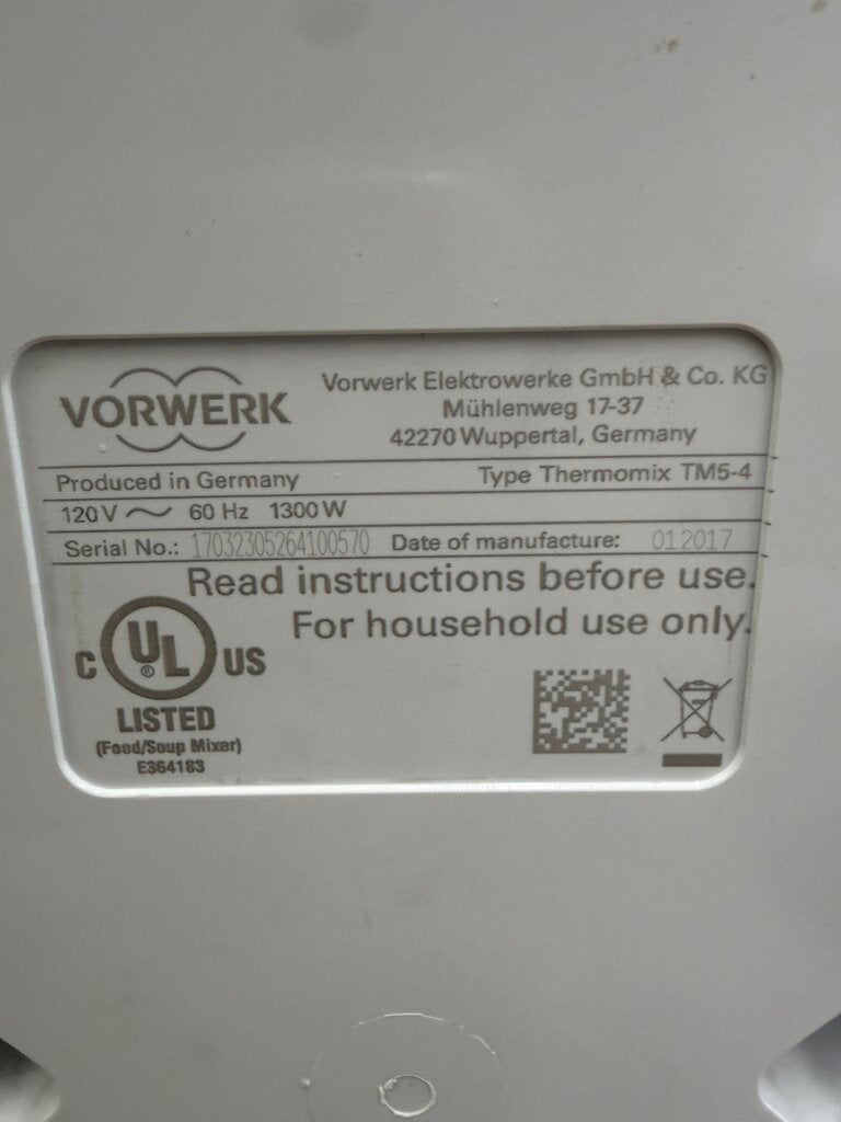 Vorwerk Thermomix TM5 Touchscreen Multi-Purpose FoodProcessor Full Size w/Case /rw