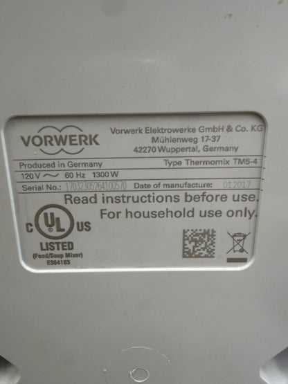 Vorwerk Thermomix TM5 Touchscreen Multi-Purpose FoodProcessor Full Size w/Case /rw