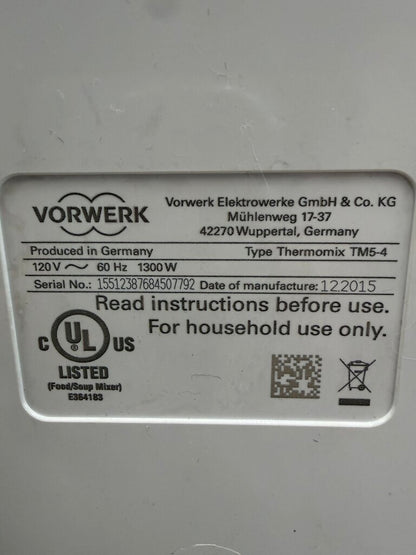 Vorwerk Thermomix TM-5 MultiPurpose Food Processor Full Size TouchScreen /rw