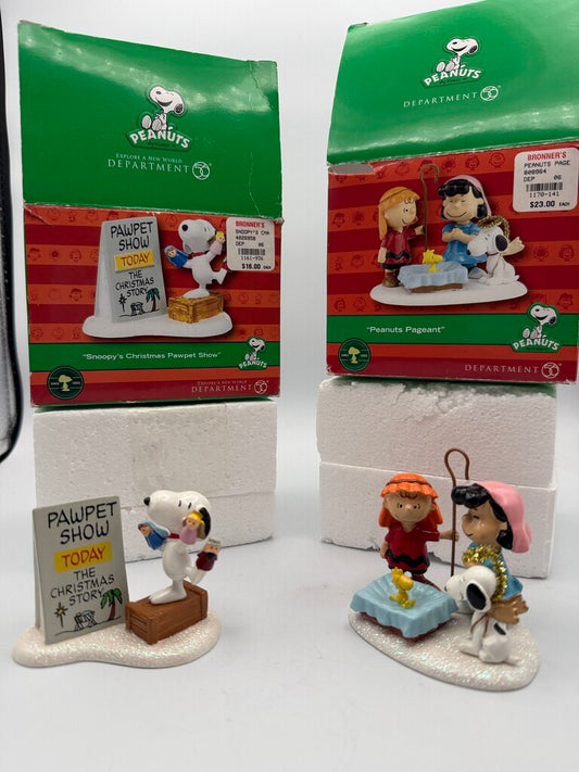 Department 56 Peanuts Pageant & Snoopy’s Christmas Pawpet Show Figurines /rw