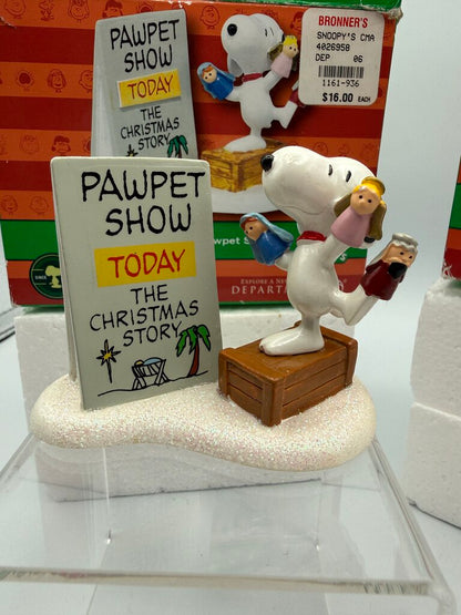 Department 56 Peanuts Pageant & Snoopy’s Christmas Pawpet Show Figurines /rw
