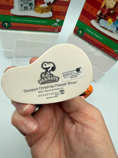 Department 56 Peanuts Pageant & Snoopy’s Christmas Pawpet Show Figurines /rw