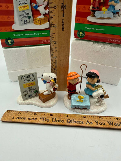Department 56 Peanuts Pageant & Snoopy’s Christmas Pawpet Show Figurines /rw