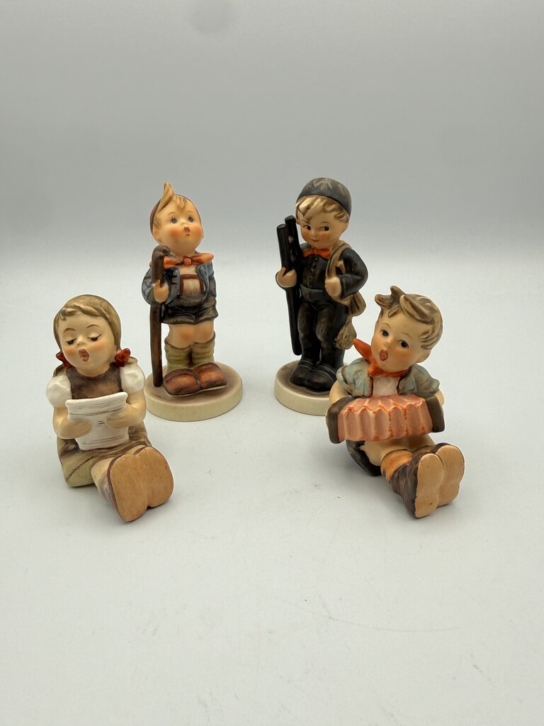 VTG lot of 4 Hummel Figurines Chimney Sweep, Hiker, Accordian, Singer /ro