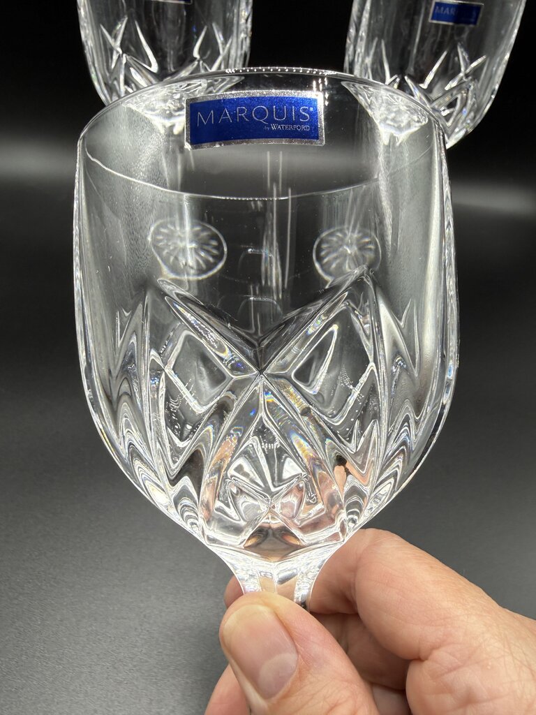 Set of 3 Waterford Marquis Brookside 8.5” Wine Goblets NWT /rw