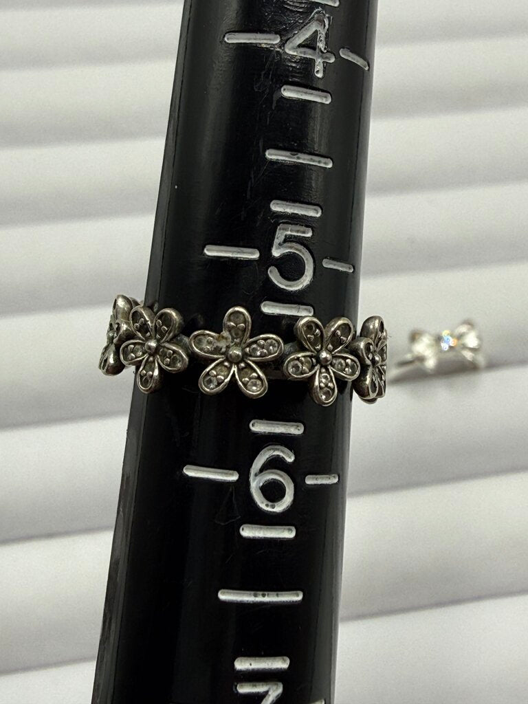 Lot of 4 SilverTone Rings Brighton, Pandora, Sterling variety sizes /ro
