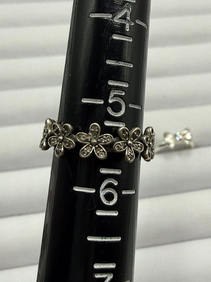 Lot of 4 SilverTone Rings Brighton, Pandora, Sterling variety sizes /ro