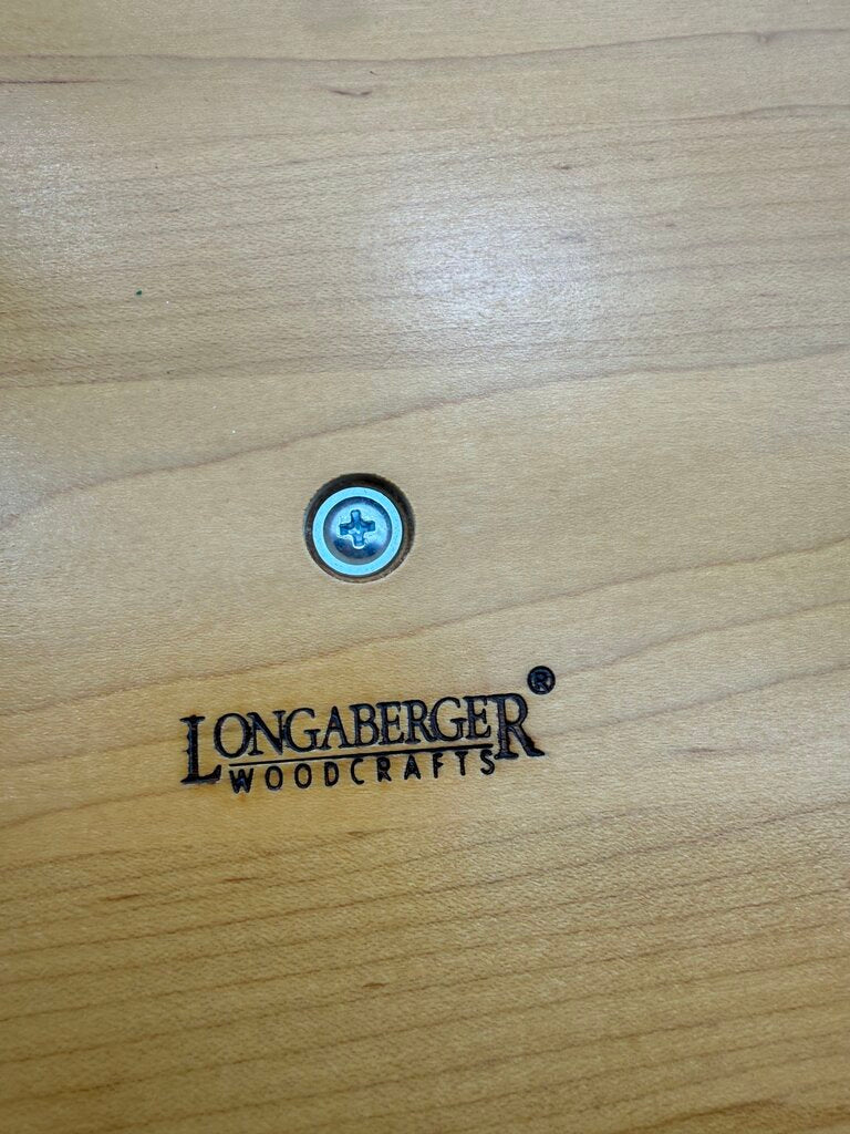 2000 Longaberger Newspaper & Magazine Basket Slant Back Wood Lid /rw